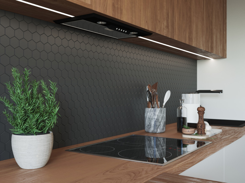 Лимонный меланж: солнечная и уютная кухня-гостиная.