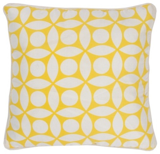 T-3599 18" Decorative Pillow in Off White / Yellow (Set of 2)