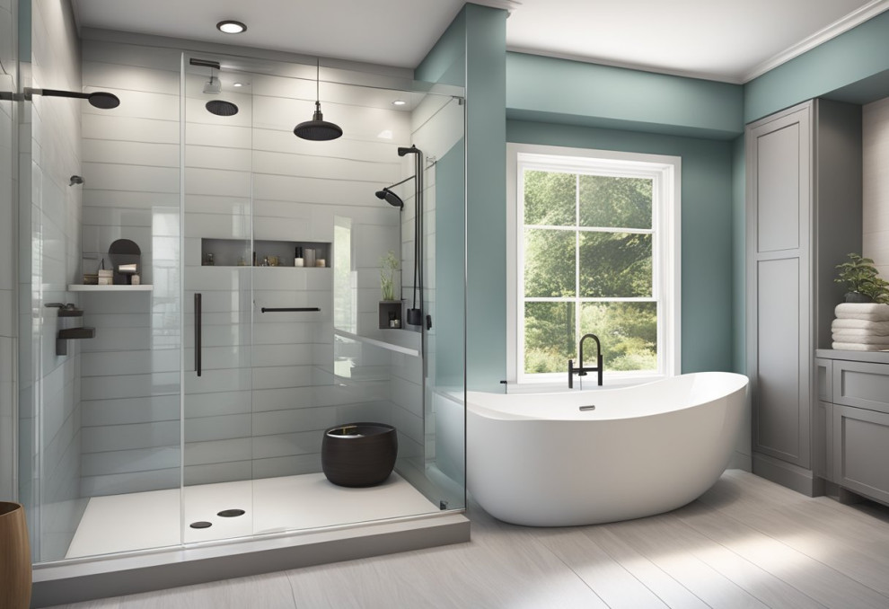 A shower and a bath tub
