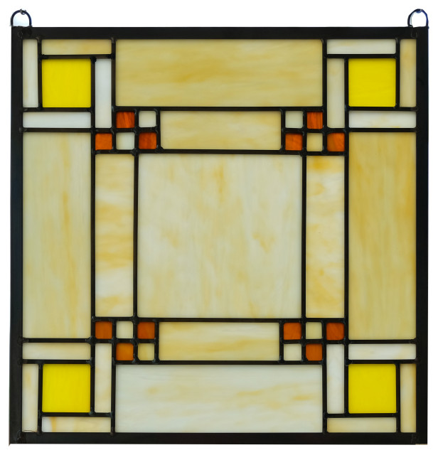 Stained Glass Window Frank Lloyd Wright Panel Prairie style 15.75" x 15