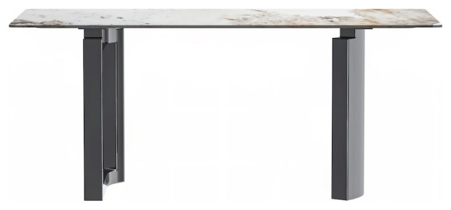 Dining Table Stainless Steel Base, With 62 White Grey Sintered Stone ...