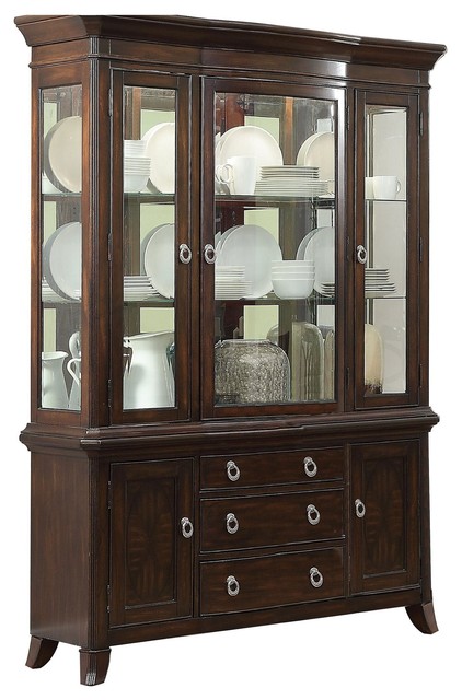 Keiber Art Deco Asian Buffet and Hutch, Rich Brown Cherry - Traditional ...