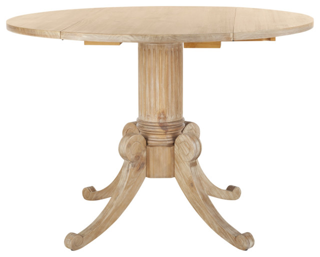 Classic Dining Table, Carved Pedestal Base & Top With Drop Leaf French Country Dining Tables