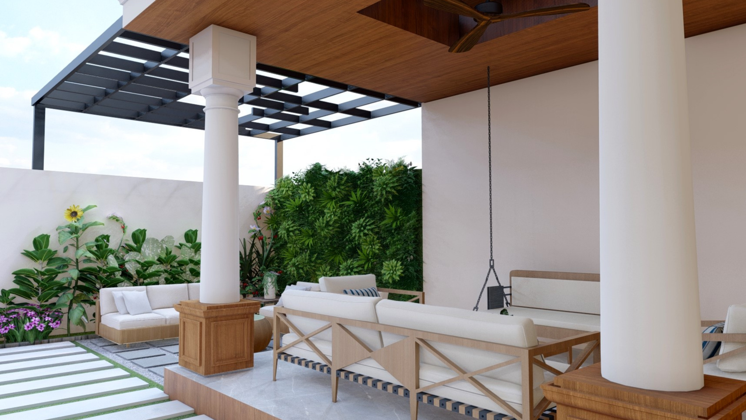 Chic Outdoor Patio with Comfortable Seating in Reigate