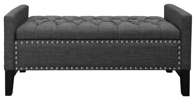 Hawthorne Collection Storage Bench in Dark Gray