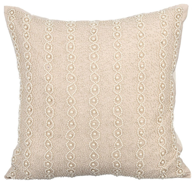 Ivory Decorative Pillow Shams 24"x24" Silk, Pearl Ivy