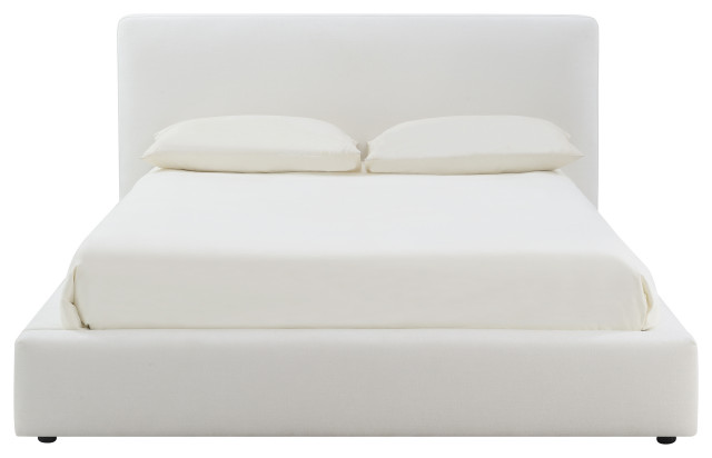 Luxe Upholstered Queen Bed, White