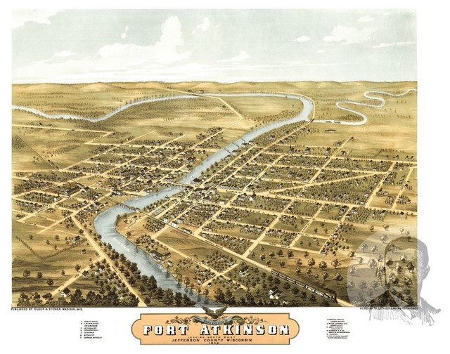 Bird/'s Eye View 1870 Paris Kentucky Vintage Style City Map 18x24