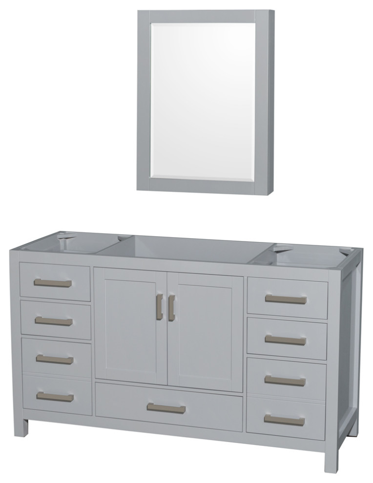 Sheffield 60" Single Vanity, No Top, No Sink, Medicine Cabinet ...