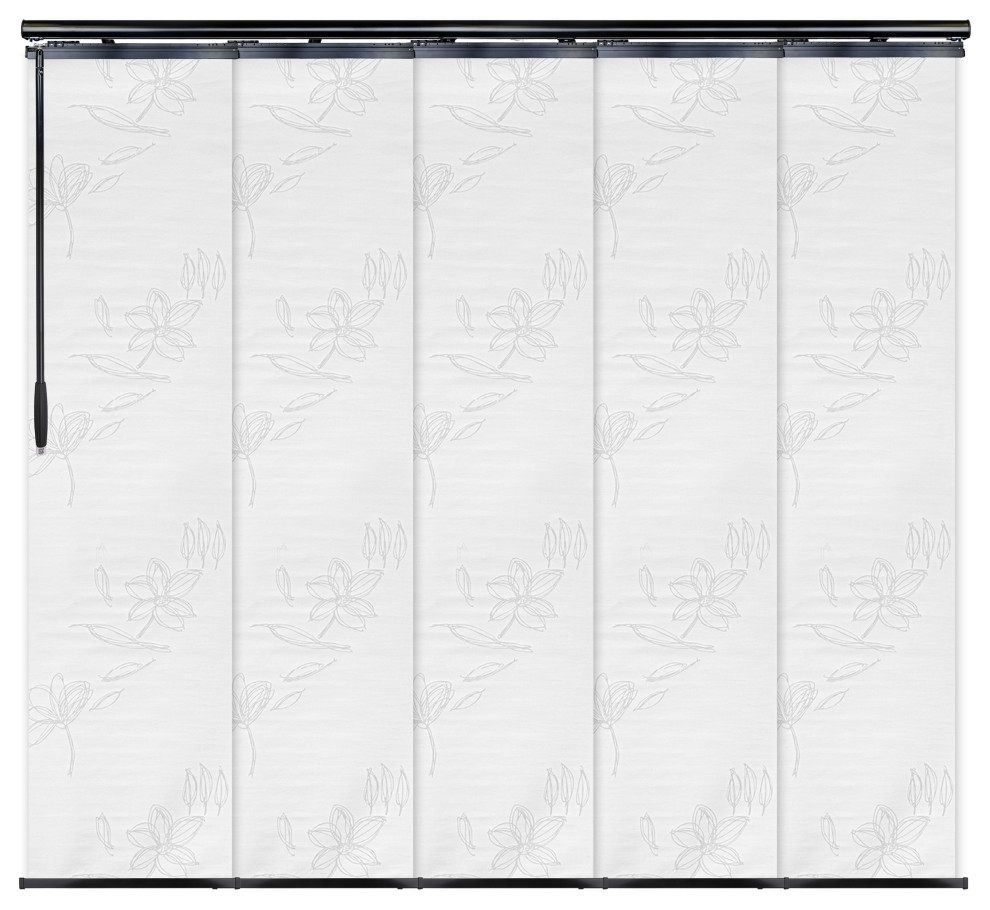 Flourishing White 5-Panel Track Extendable Vertical Blinds 58-110"W