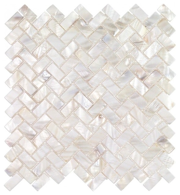 Oyster White Pearl Herringbone Tile, Is Herringbone Tile In Style