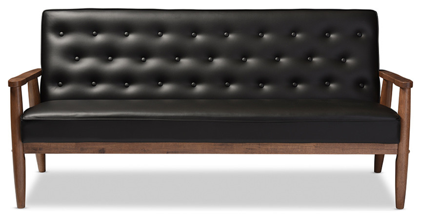 Sorrento Retro Upholstered Wooden 3-Seater Sofa - Midcentury - Sofas - by  Baxton Studio | Houzz