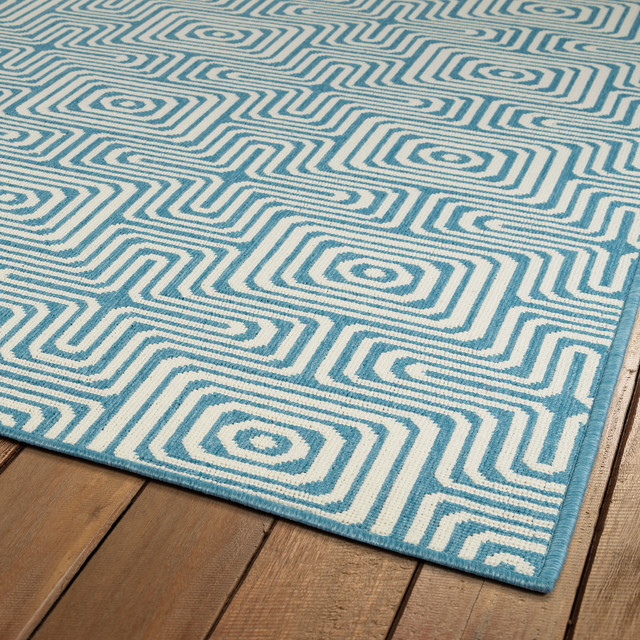 Kaleen Light Blue Indoor/Outdoor Amalie Rug, 2'5