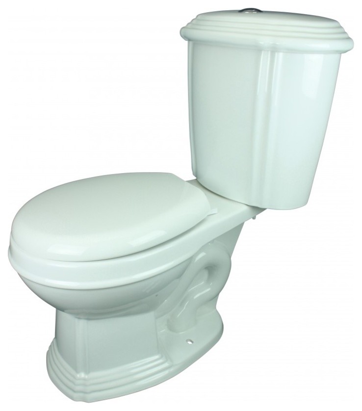 Dual Flush Round Front Two-Piece Toilet with No-Slam Seat White China