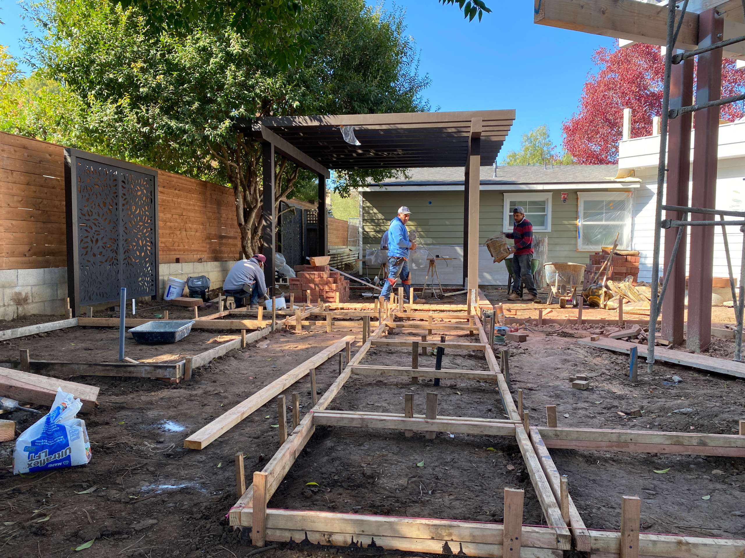 Forming for Concrete Pads in La Jolla Backyard