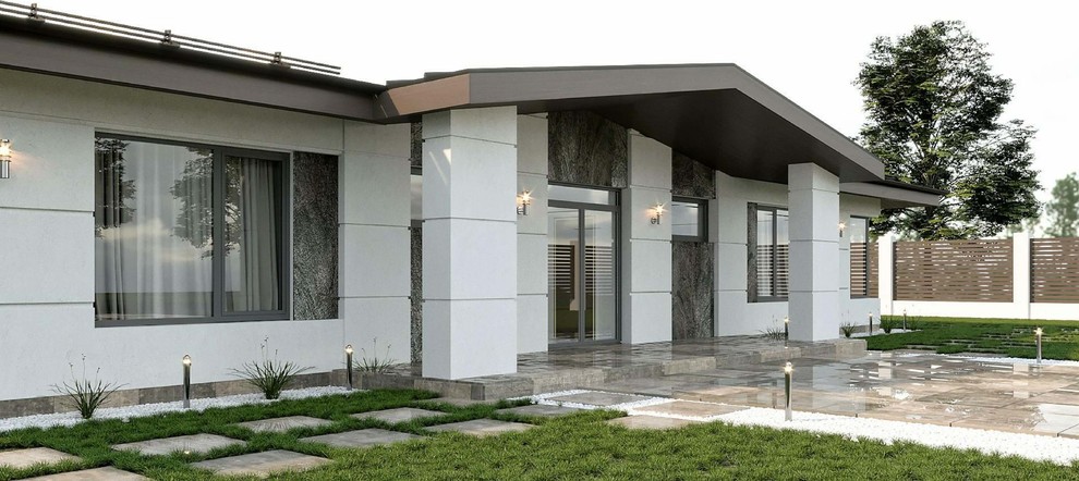 Современный одноэтажный дом с патио