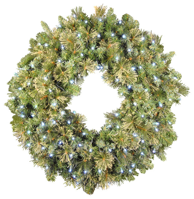 4' Blended Pine Wreath PreLit With Pure White LEDs Traditional