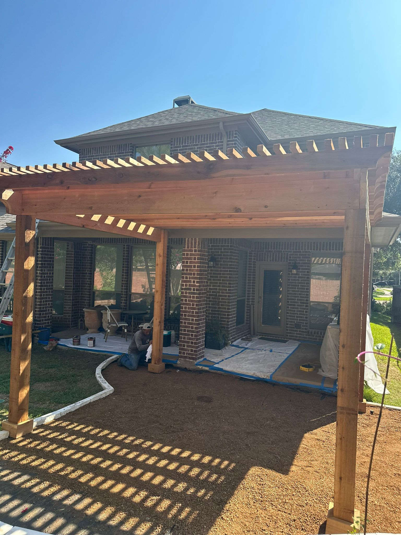 Backyard transformation with Pergola in Cinco Ranch!