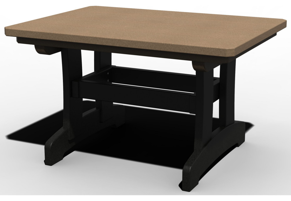 Poly Lumber Rectangle Coffee Table, Weathered Wood & Black