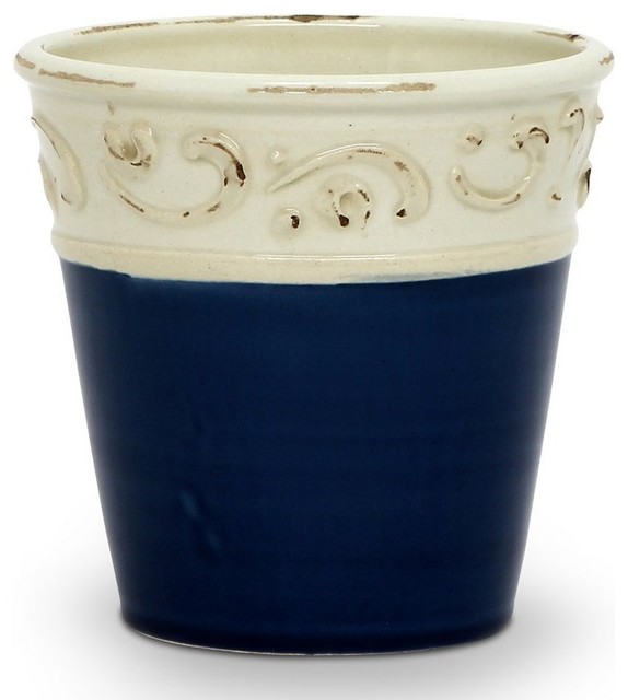 Scavo Colore Small Cachepot Vase Blue/White