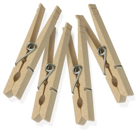 Wood Clothespins With Spring - 200-Pack