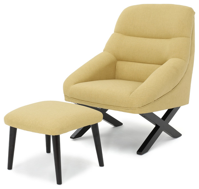 Mccartney Fabric Mid Century Chair And Ottoman Set Midcentury Mccartney Fabric Mid Century Chair And Ottoman Set Bright Green