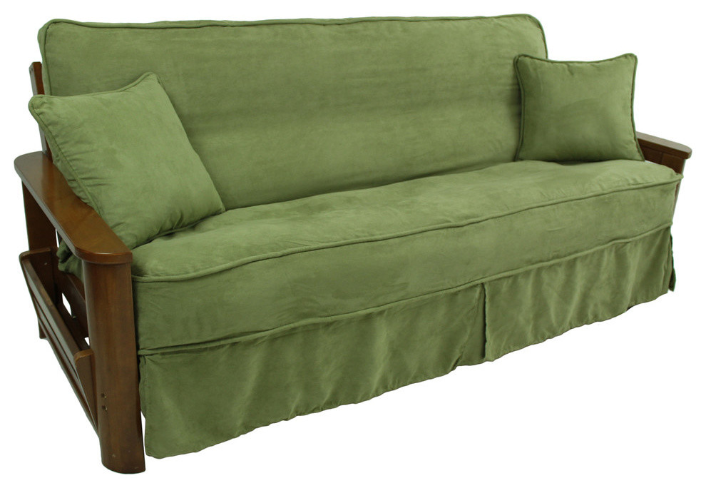 Solid Microsuede Full Futon Slipcover Set Futon Covers by Blazing