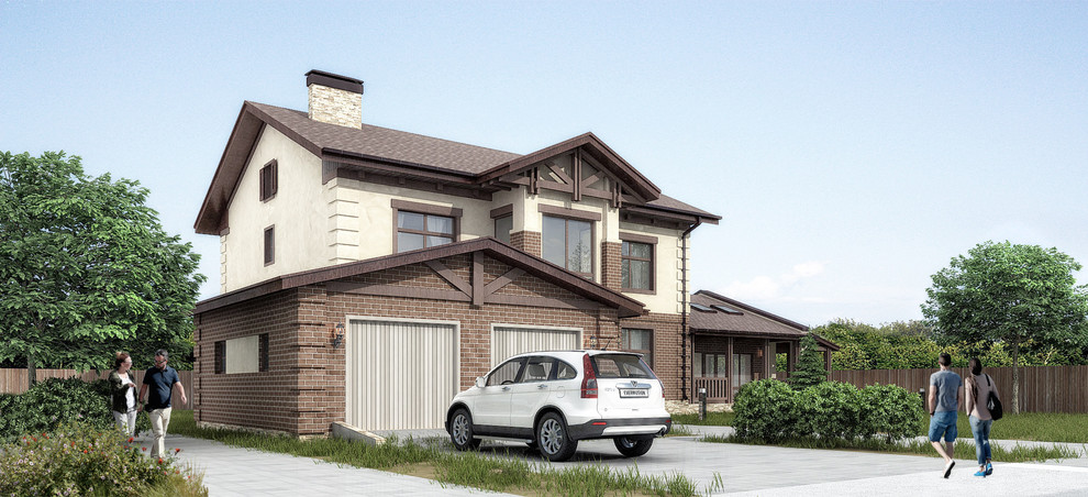 Индивидуальный жилой дом 300 м2 с пристроенным банным комплексом и гаражом