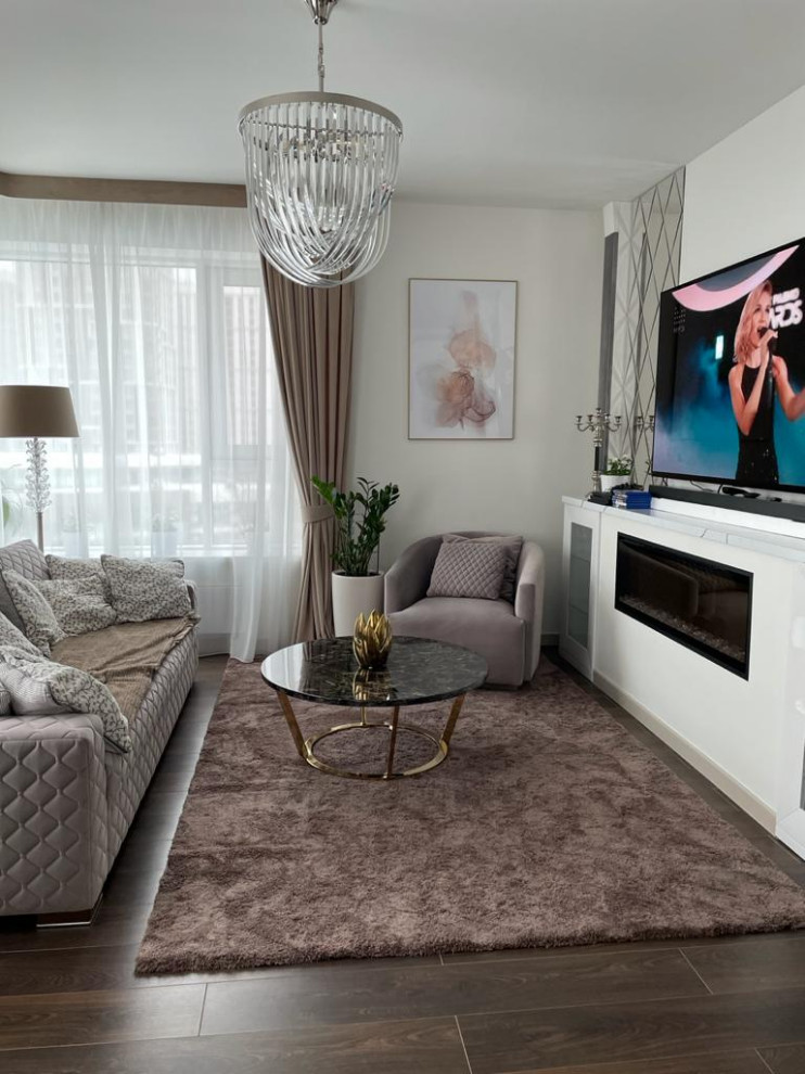 Фото готового интерьера кухни-гостиной ЖК Ботанический сад г. Москва