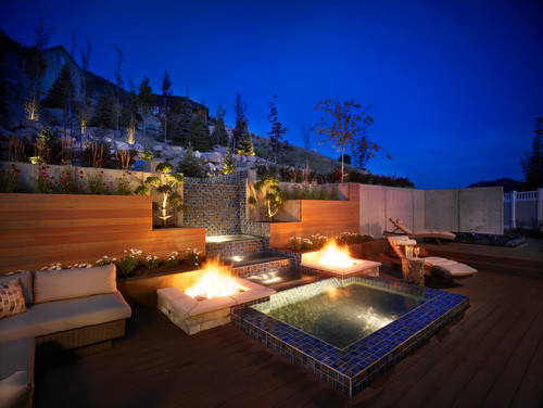 Fountain-Flanking Fire Feature