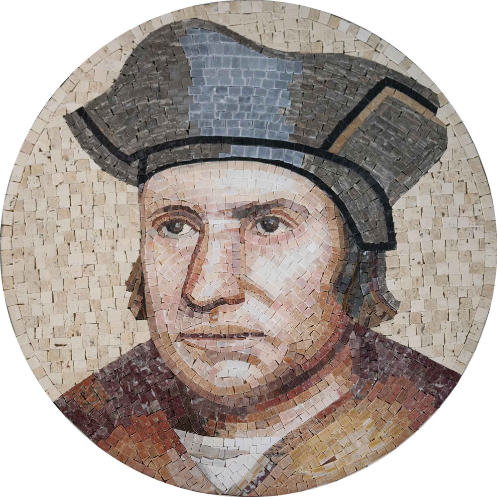 Religious Art Mosaic Saint Thomas More, 60" x 60" Contemporary
