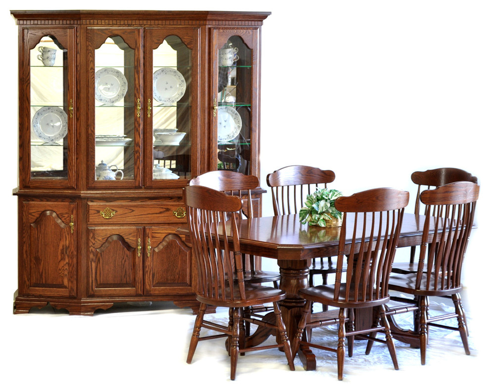 CANTED HUTCH, CLIP CORNER TABLE AND WASHINGTON CHAIRS