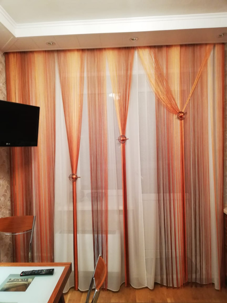 Нитяные шторы Nitiopt в интерьере кухни