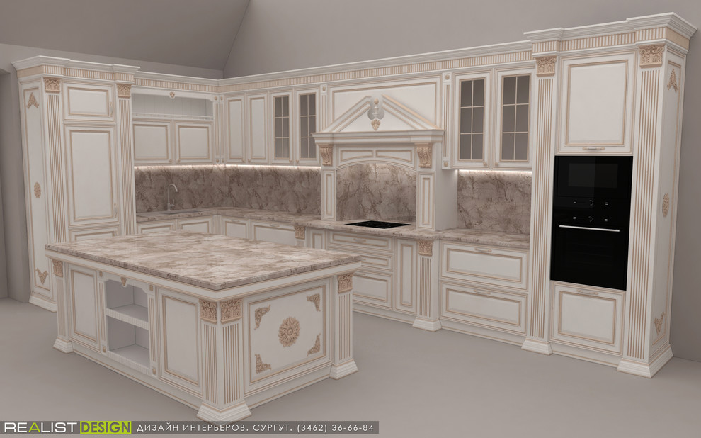 Разработка дизайна кухни для выполнения её из массива