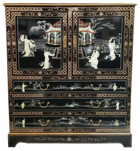 Oriental Furniture Chinese Furniture Black Lacquer Altar Cabinet