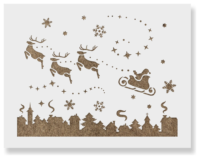 Santa /& Christmas Holiday Reusable Stencils Adhesive Stencils with Reindeer