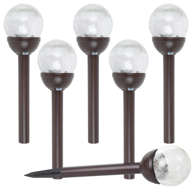 SOLAscape Solar Crackle Glass Color Changing Path Lights, Set of 6