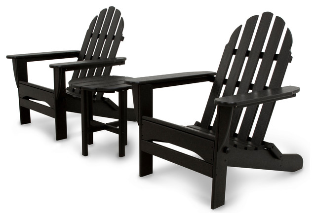 Ivy Terrace Clics 3 Piece Folding Adirondack Set Black All Products Outdoor Furniture Ivy Terrace