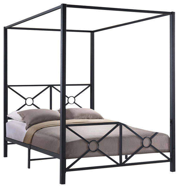 Marissa Black Metal Queen Canopy Bed Frame With Diamond Headboard Marissa Black Metal Queen Canopy Bed Frame With Diamond Headboard And Footboard Transitional Beds By Home Source Industries