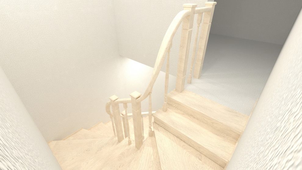 Деревянная лестница с забежными ступенями
