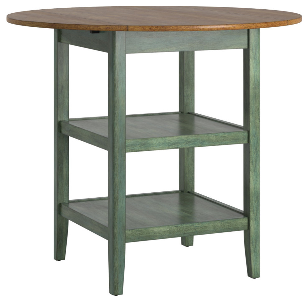 Finn 2 Side Drop Leaf Round Counter Height Table Farmhouse Indoor Pub And Bistro Tables by