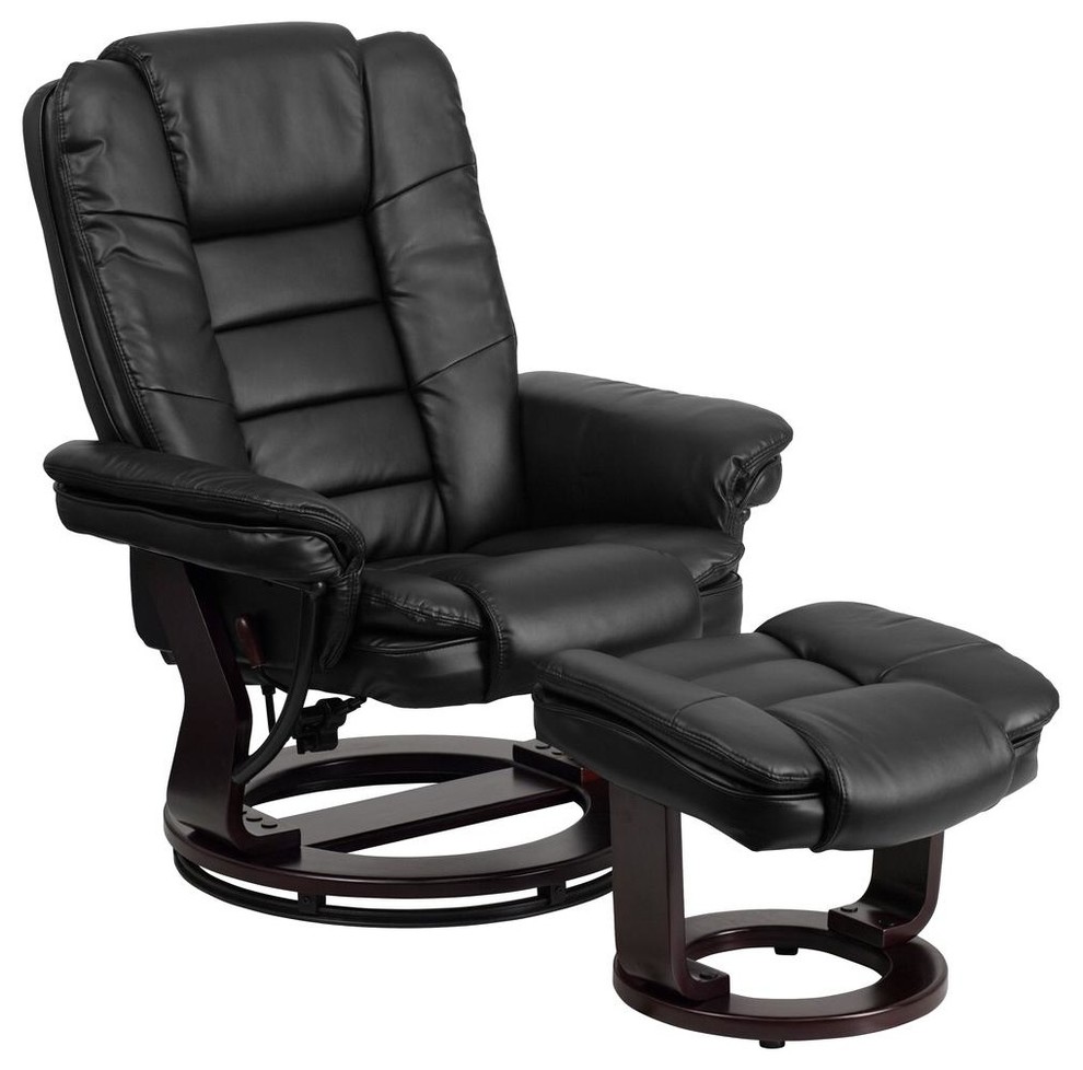 Contemporary Leather Recliner and Ottoman Contemporary Recliner