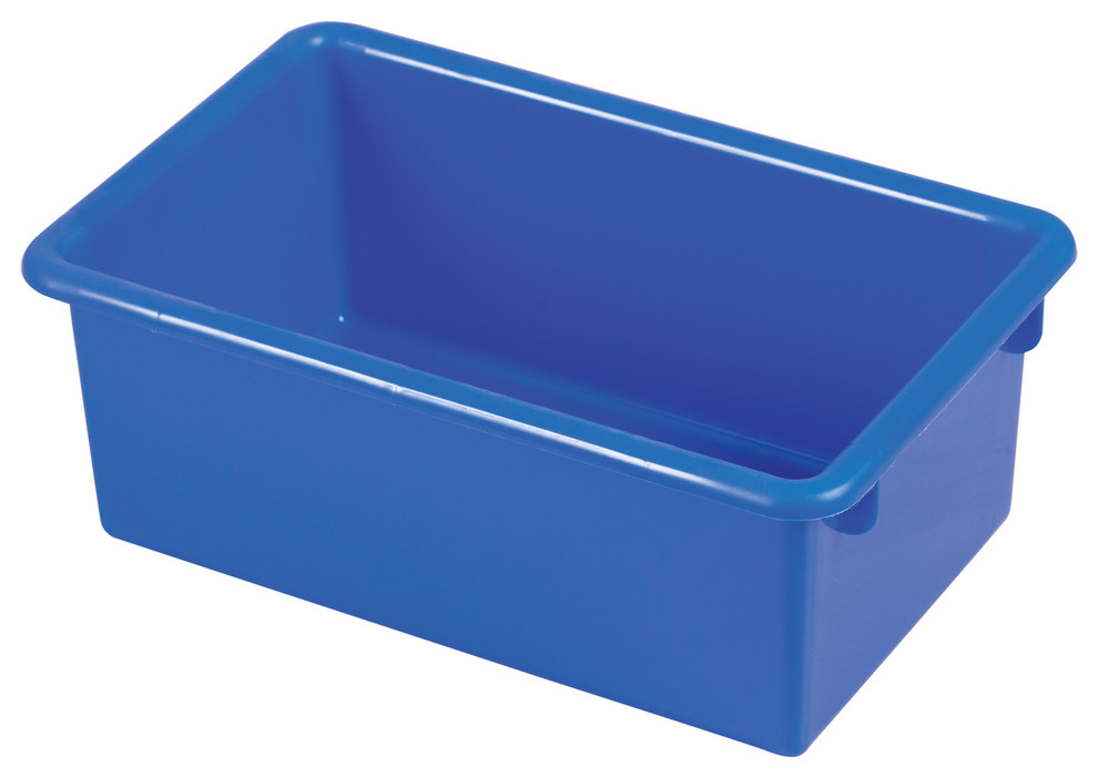 Ecr4Kids Stack And Store Tub Single-Width Blue Tote Bin With No Lid - 15 Pack