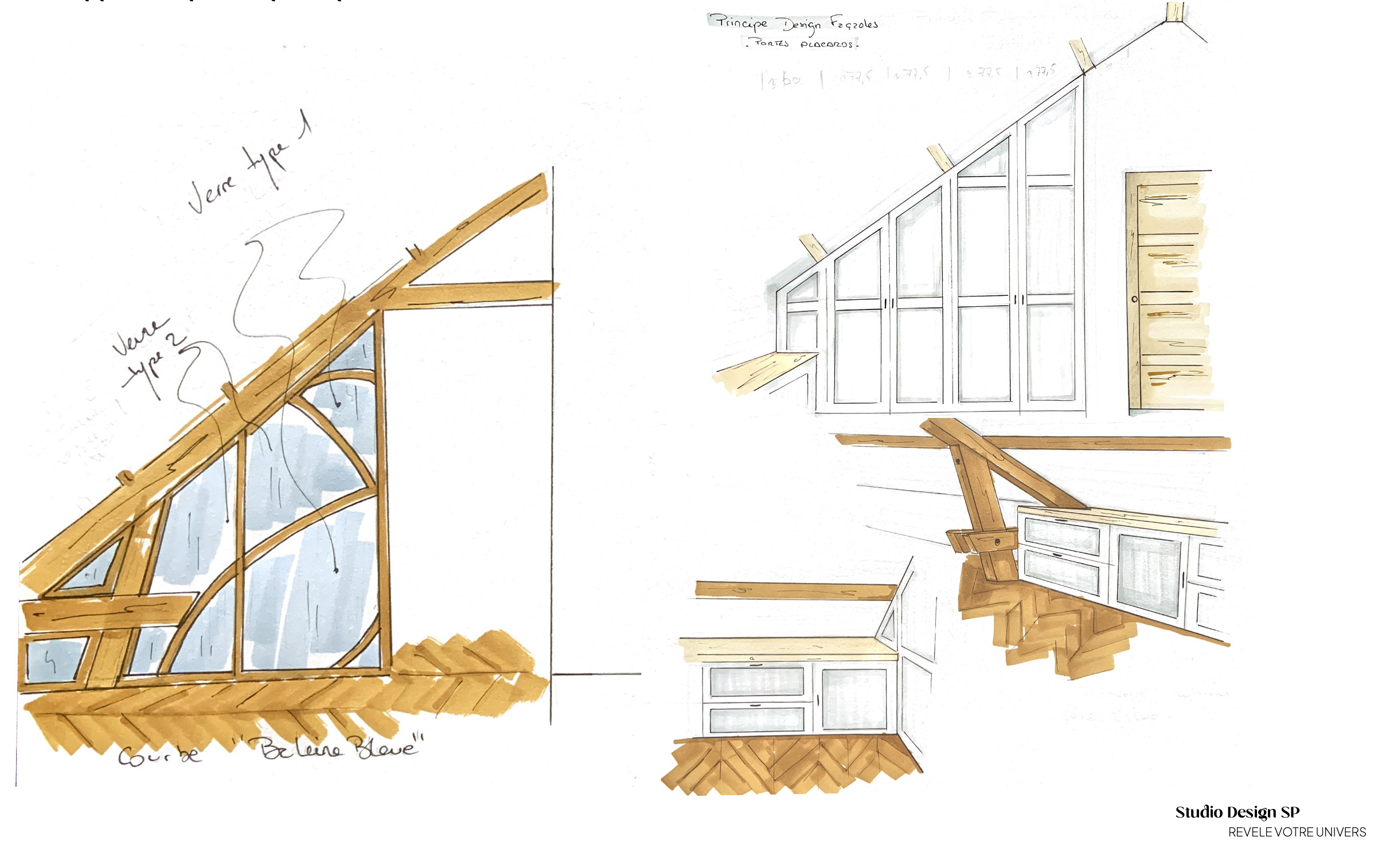 croquis d'intention verrière et dressing