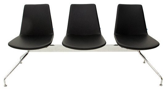 Pera Bench, Black Leatherette, Triple Seat