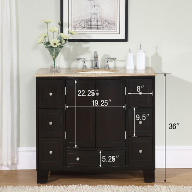 Transitional 40 Inch Vanity Transitional Style Bathroom Vanity Cabinet, Choice of Single or Double ...