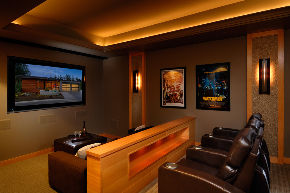 Contemporary enclosed home theatre in Vancouver.