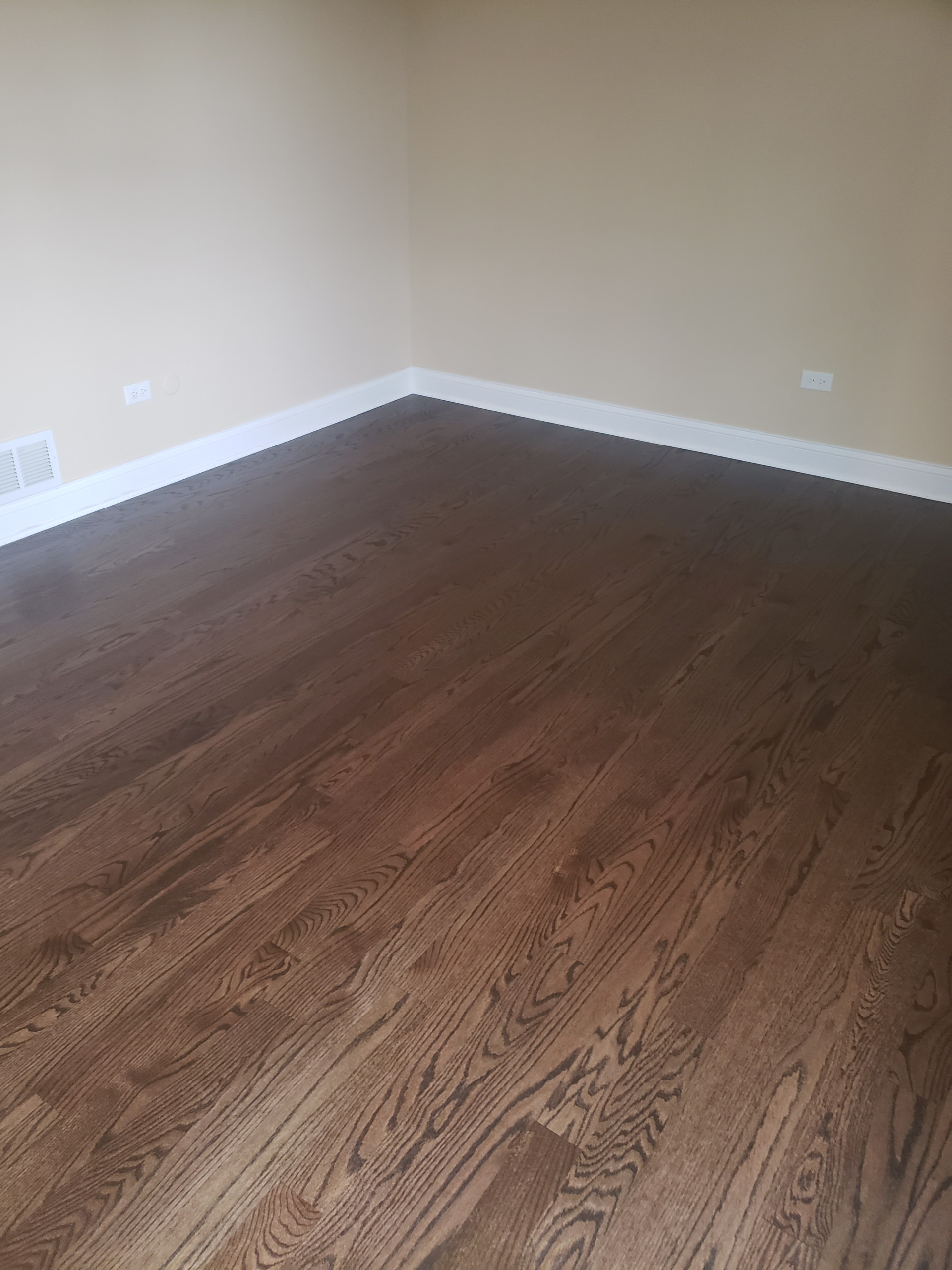 Libertyville , new 3 and 1/4 red oak , Jacobean stain Bona Mega One matte finis