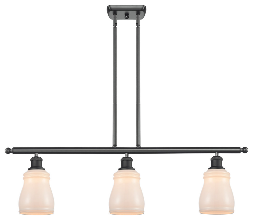 Ballston Ellery 3 Light Island Light in Matte Black Industrial Kitchen Island Lighting by