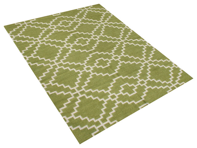 Hand-made Michael Anthony Furniture Lime Green New Zealand Blend Wool Rug, Green